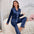 Chic Pajama Embroidery Long Sleeve Tops with Long Pants Outfit Set
