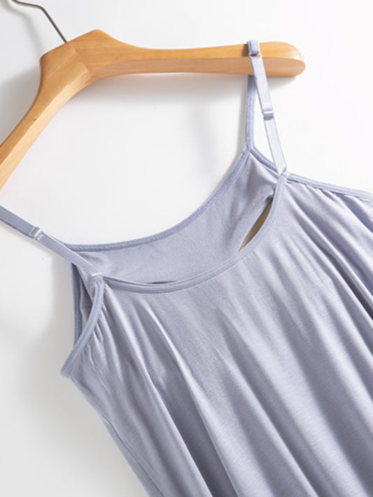 Scoop Neck Midi Cami Dress with Elegant Built-in Bra