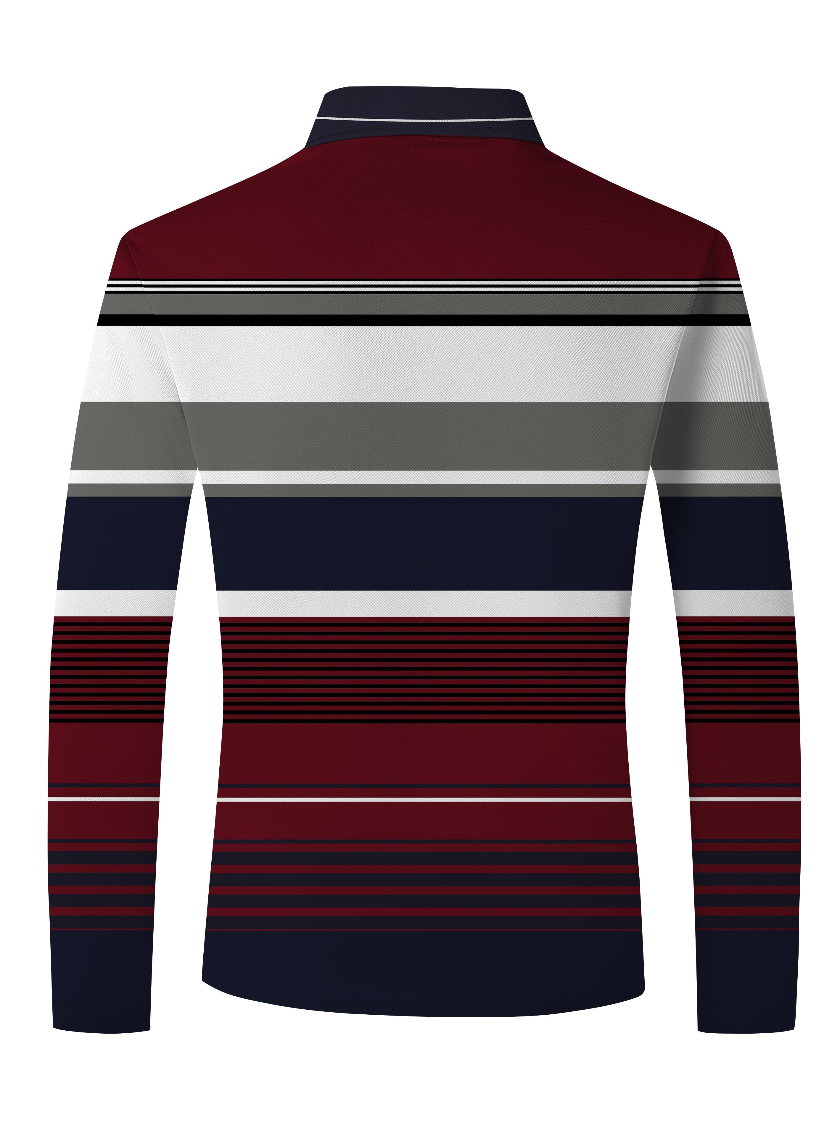 Men's Stripe Print Regular Fit Polo Shirt with Button Slight Stretch