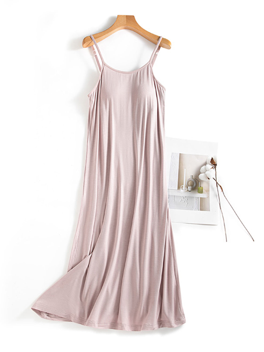 Scoop Neck Midi Cami Dress with Elegant Built-in Bra