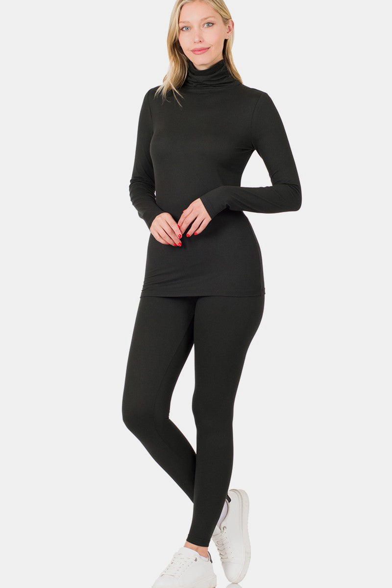 Women Full Size Turtleneck Top and Leggings Lounge Outfit Set