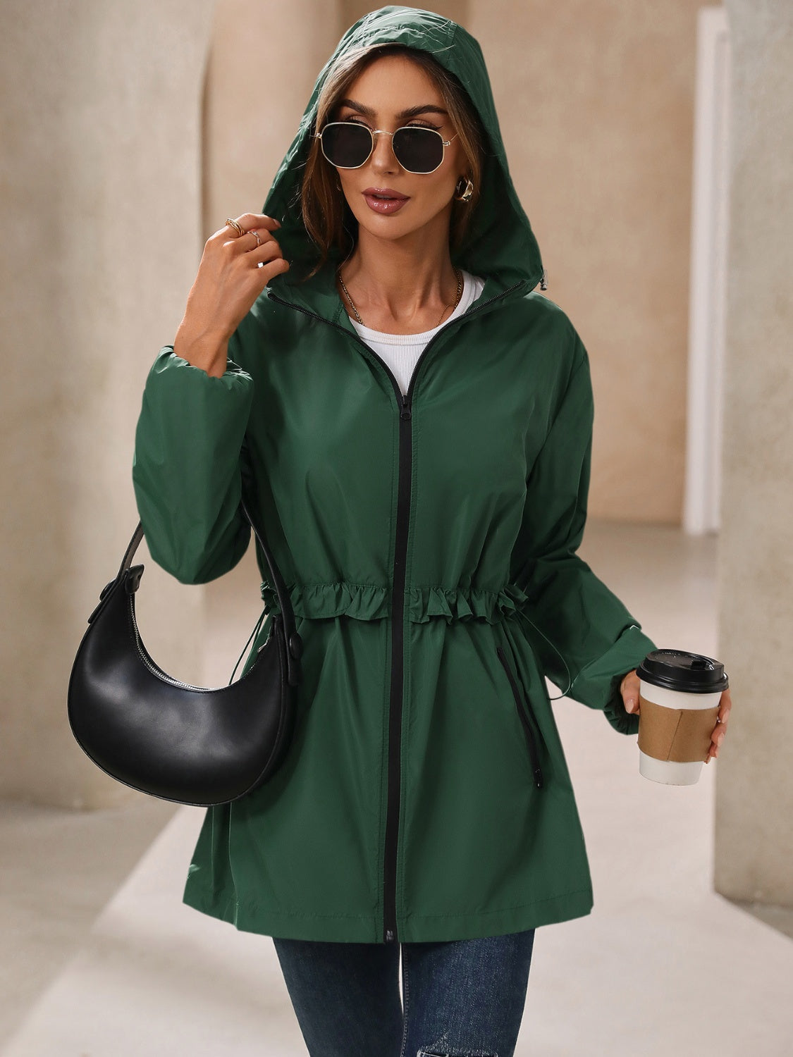 Women's Pullover Outdoor Waterproof Long Sleeve Hooded Windbreaker