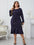 Women Plus Size Buttoned Round Neck Tie Belt Midi Dress