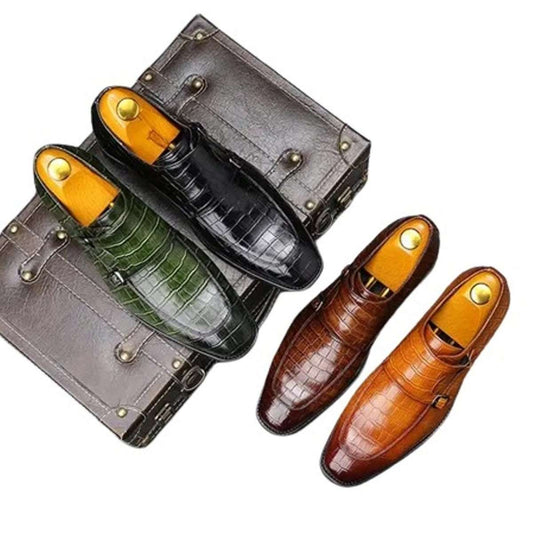 Men's Buckle Crocodile Grain Casual Wedding Party Shoes