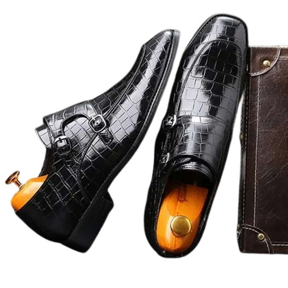 Men's Buckle Crocodile Grain Casual Wedding Party Shoes