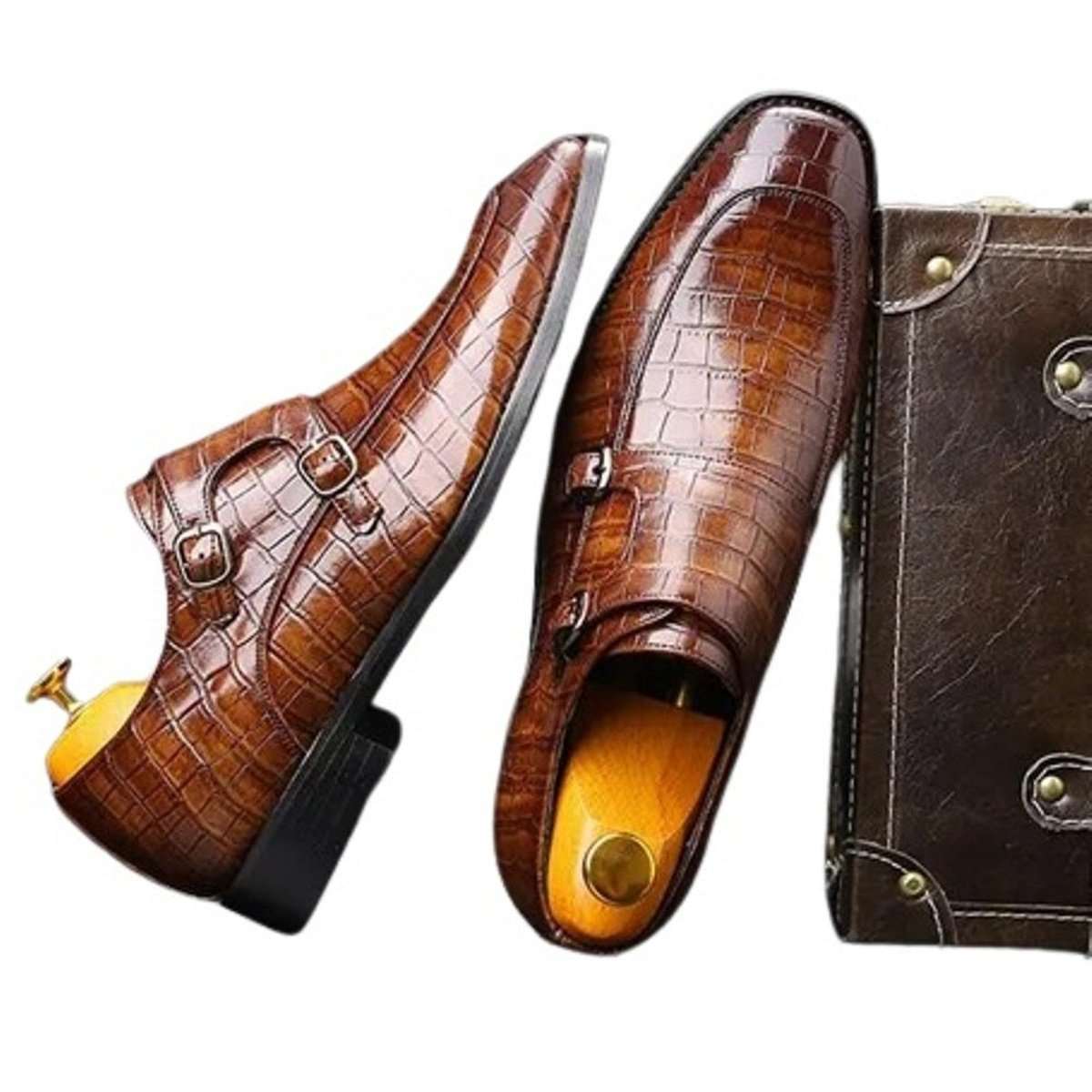 Men's Buckle Crocodile Grain Casual Wedding Party Shoes