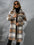 Women Classic Plaid Collared Neck Long Sleeve Stylish Coat Dress