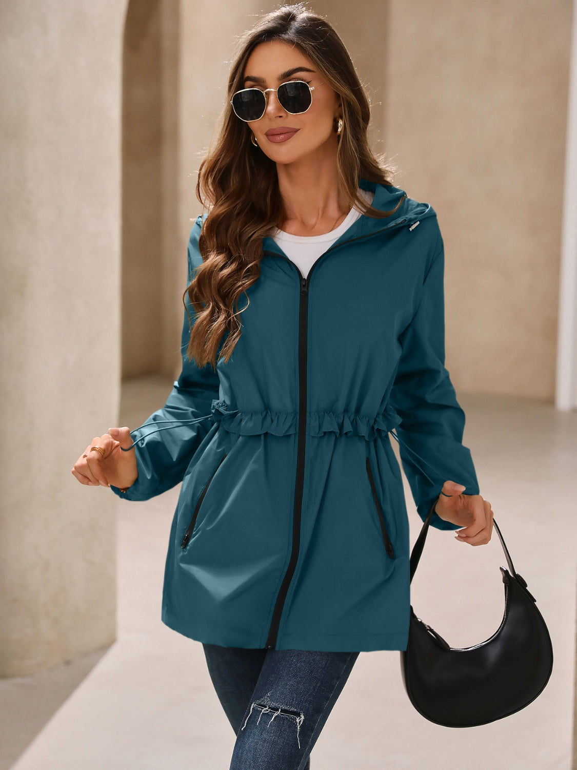 Women's Pullover Outdoor Waterproof Long Sleeve Hooded Windbreaker