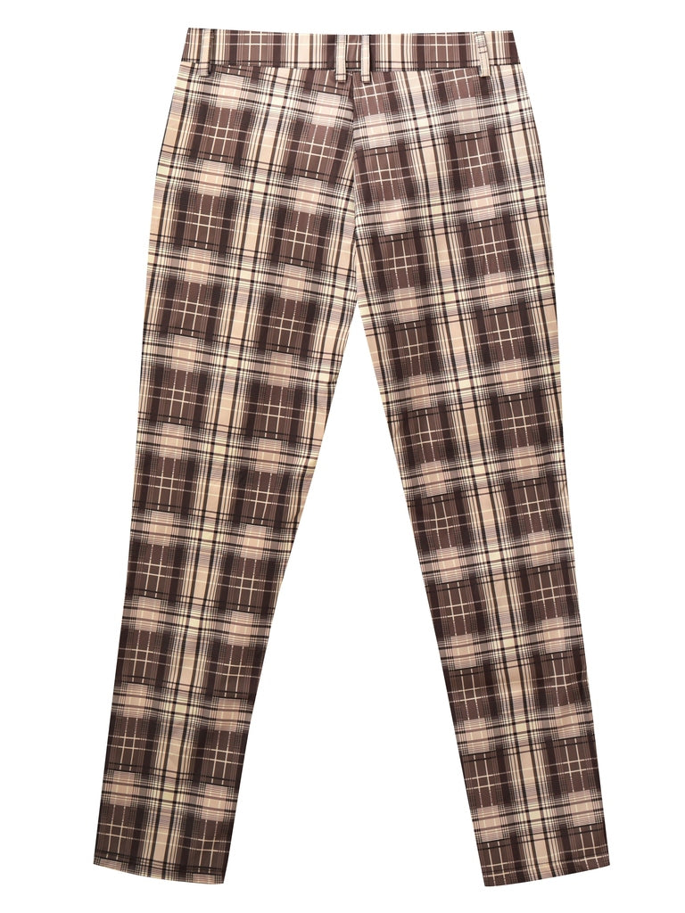 Men's Slim Fit Digital Print Plaid Checkered Casual Pants