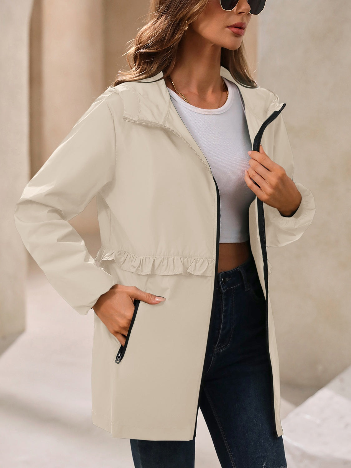 Women's Pullover Outdoor Waterproof Long Sleeve Hooded Windbreaker