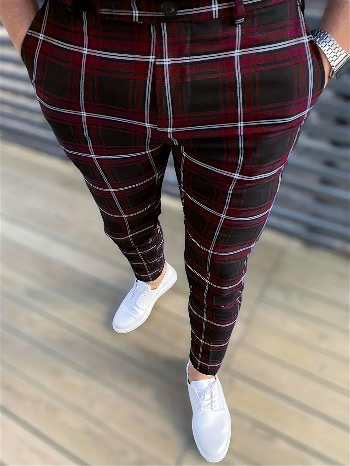Men's Plaid Dress Pants - Comfortable Stretch, Vintage Formal Wear