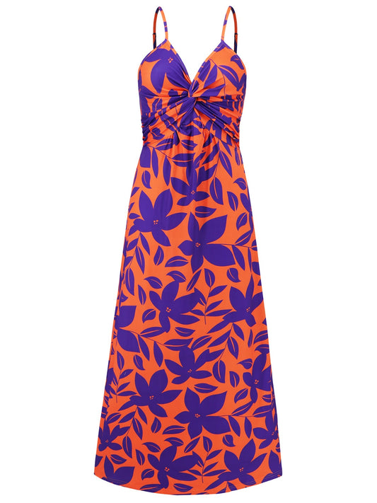 Women's Maxi Twisted Sleeveless Cutout V-Neck Long Cami Dress