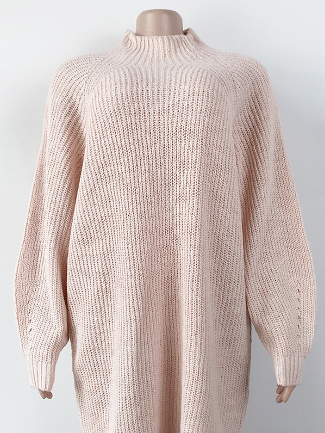 Warm and Fashionable Mock Neck Dropped Shoulder Sweater Dress