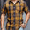 Plaid Casual Turn- Collar Shirt