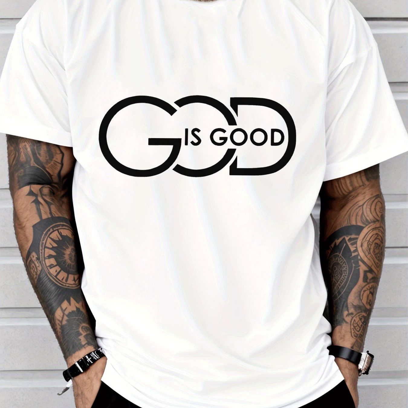 Men's Casual Graphic Tee Featuring a Crew Neck, Perfect for Street Style Fashion