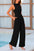 Ladies Elegant Mock Neck Sleeveless Wide Leg Jumpsuit