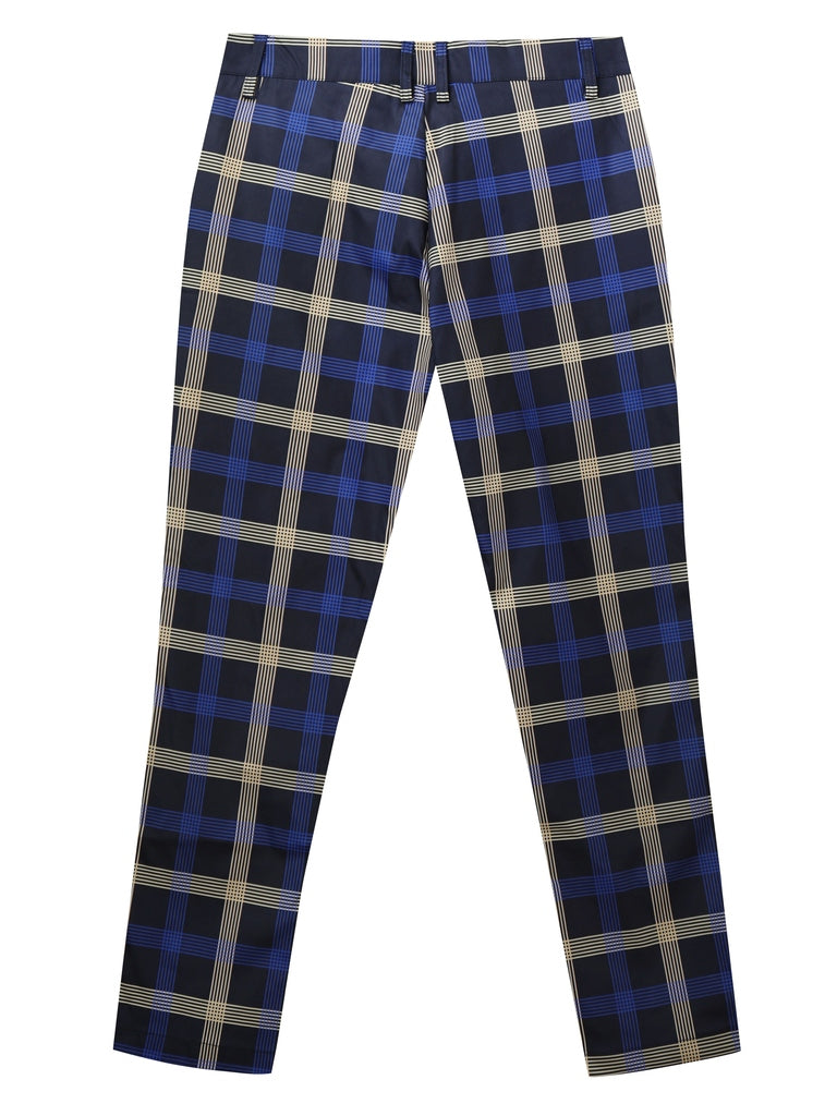 Men's Slim Fit Digital Print Plaid Checkered Casual Pants