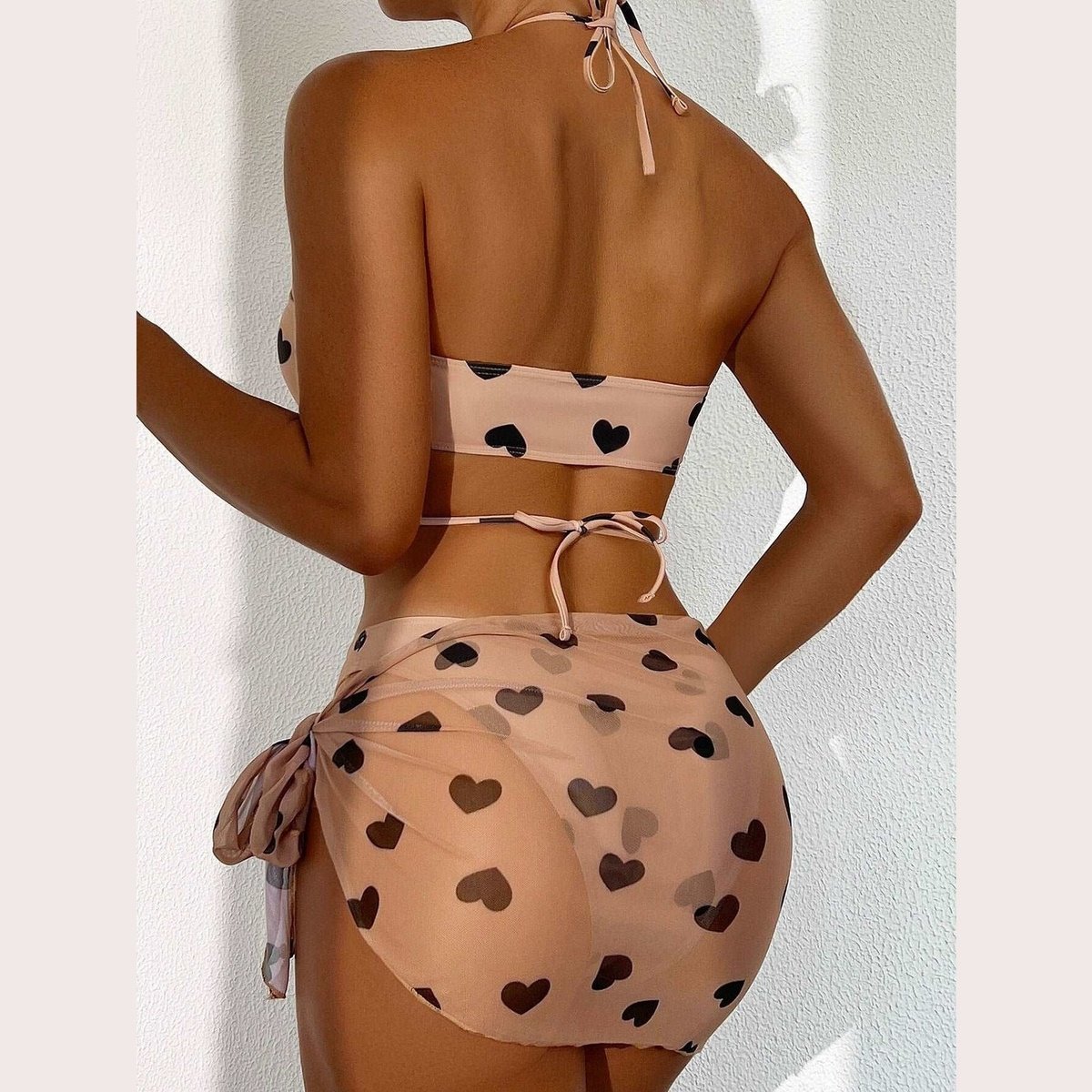 Beach Ready 3-Piece Halter Bikini Swimsuit Set and Skirt