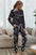 Women Round Neck Top and Drawstring Waist Joggers Lounge Set