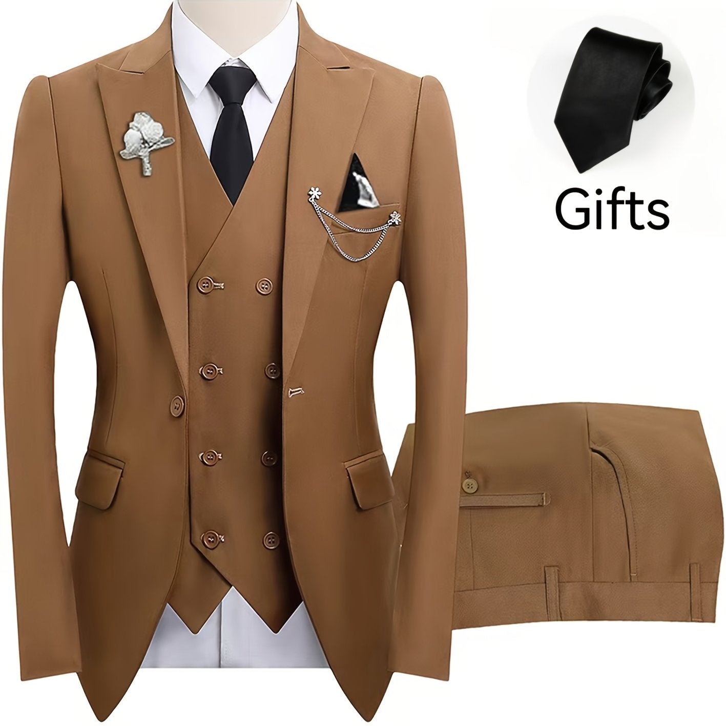 Men's 3-Piece Suit Set (Suit Jacket + Vest + Pants, with a Tie) Slim Fit Tailcoat