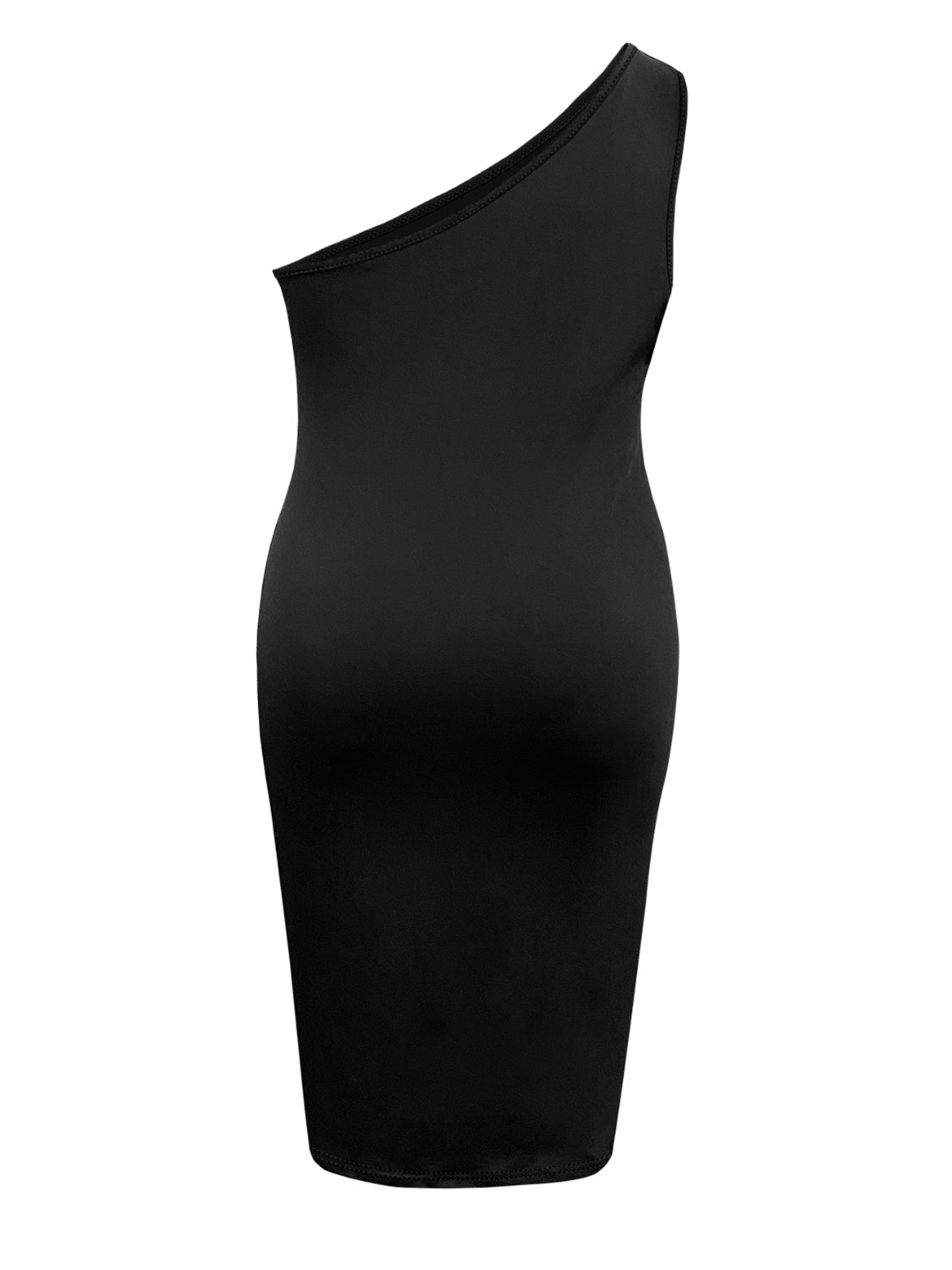 Plus Size Twisted One Shoulder Sleeveless Trim Bodycon Midi Dress