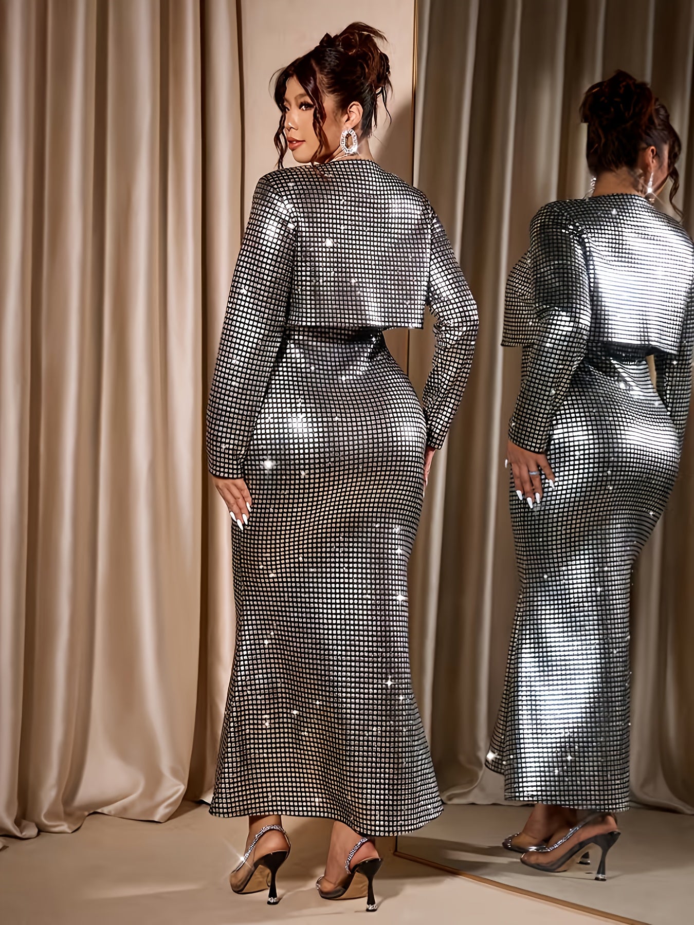Stylish Off-The-Shoulder Mermaid Dress Designed for Plus-Size Women