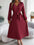 Women Pleated Tied V-Neck Long Sleeve Dress