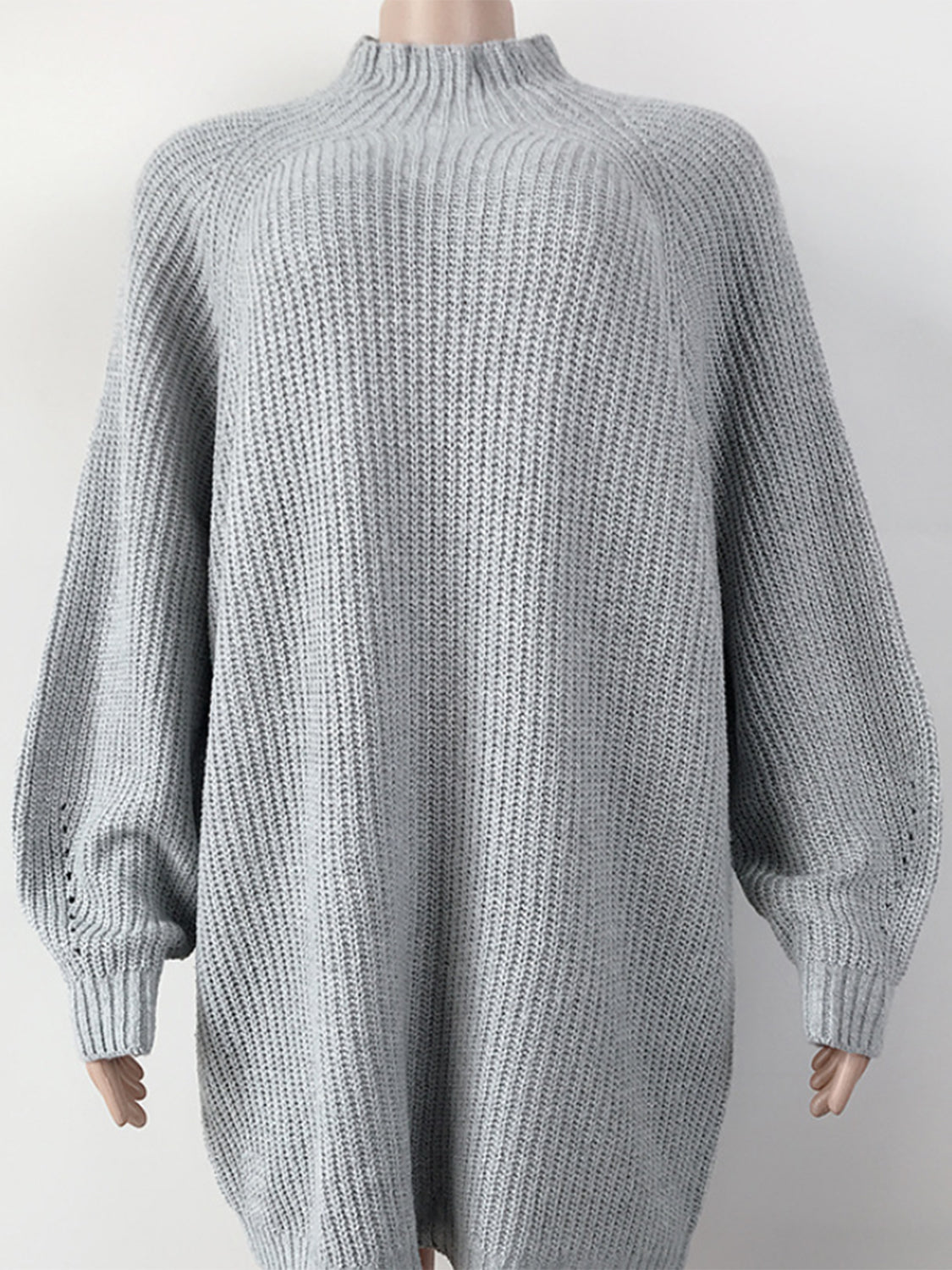 Warm and Fashionable Mock Neck Dropped Shoulder Sweater Dress