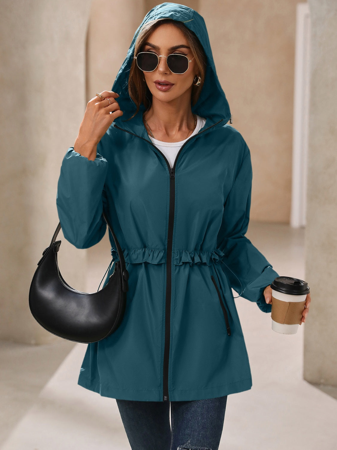 Women's Pullover Outdoor Waterproof Long Sleeve Hooded Windbreaker