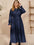 Women Plus Size Ruffled Polka Dot Long Sleeve Midi Dress