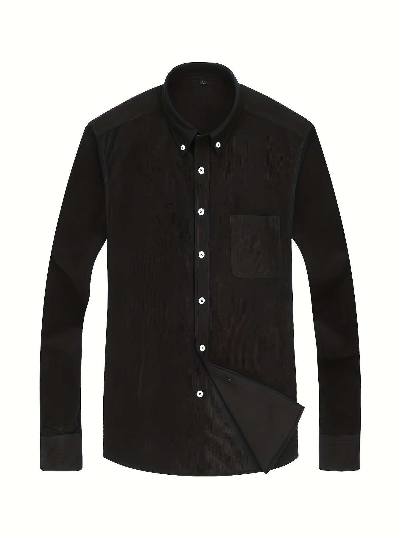 Men's Casual Corduroy Long Sleeve Button Down Lapel Dress Shirt