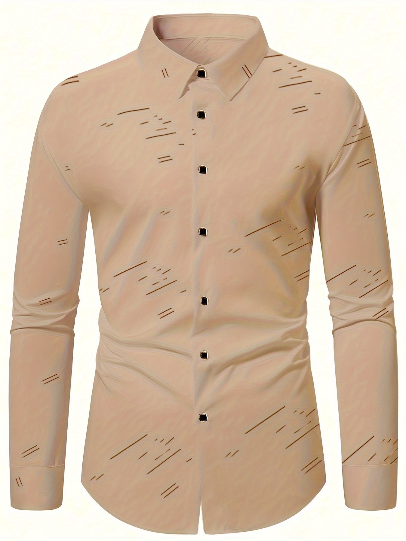 Men's Striped Lapel Collar Long Sleeve, Casual Button-Up Dress Shirts