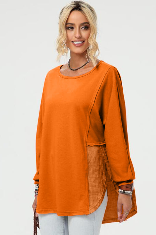 Full Size Lady Casual Long Sleeve High-Low T-Shirt Dress