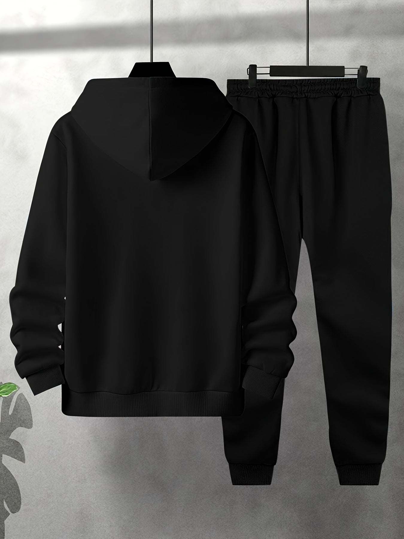 Men's Letter Hoodie with Drawstring and Sweatpants Outfit Set