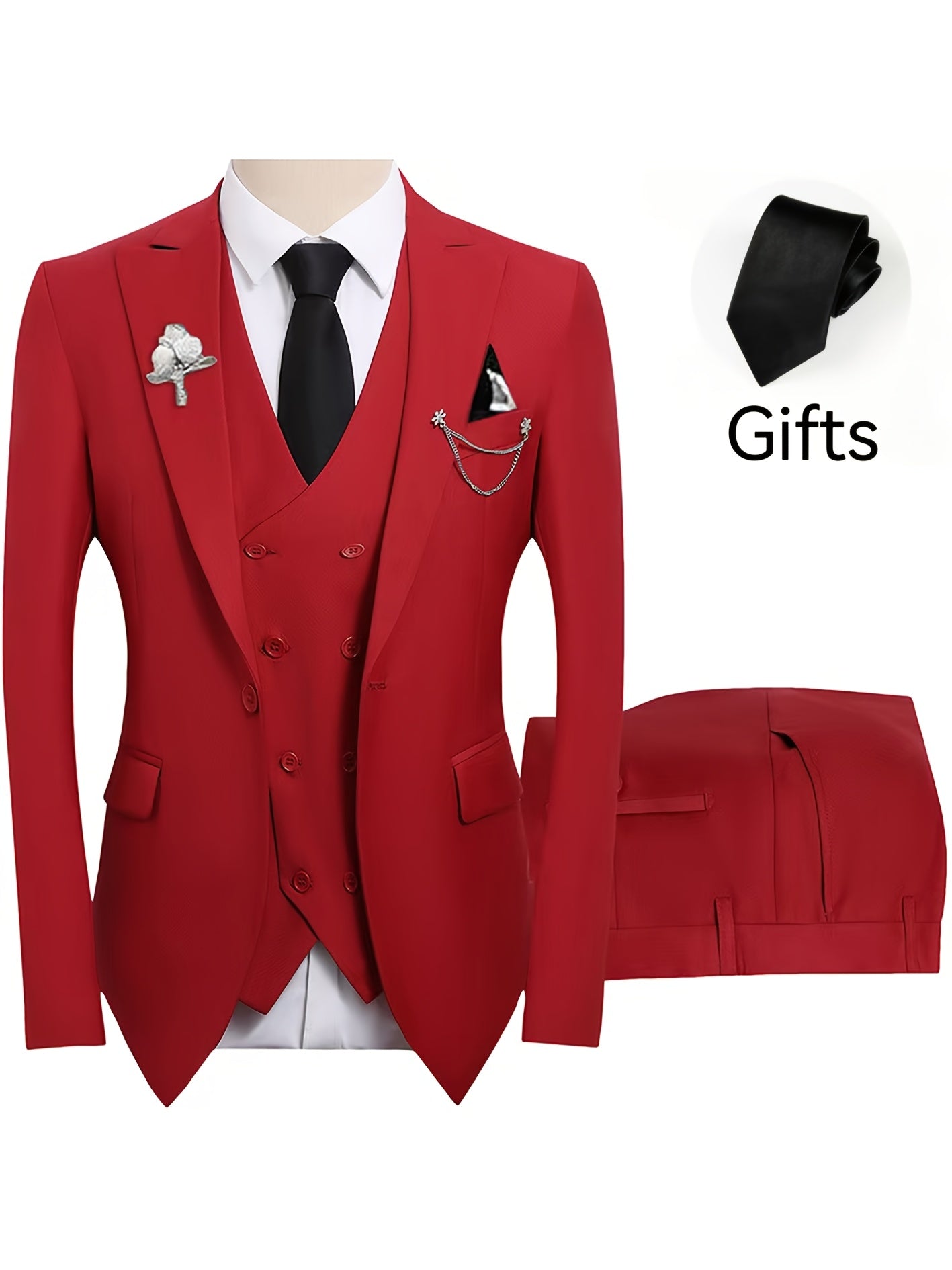 Men's 3-Piece Suit Set (Suit Jacket + Vest + Pants, with a Tie) Slim Fit Tailcoat