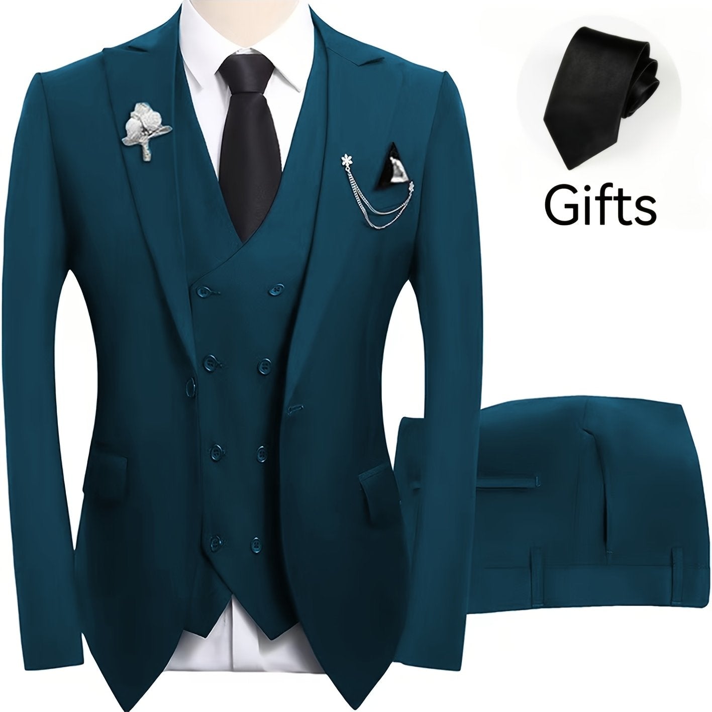 Men's 3-Piece Suit Set (Suit Jacket + Vest + Pants, with a Tie) Slim Fit Tailcoat