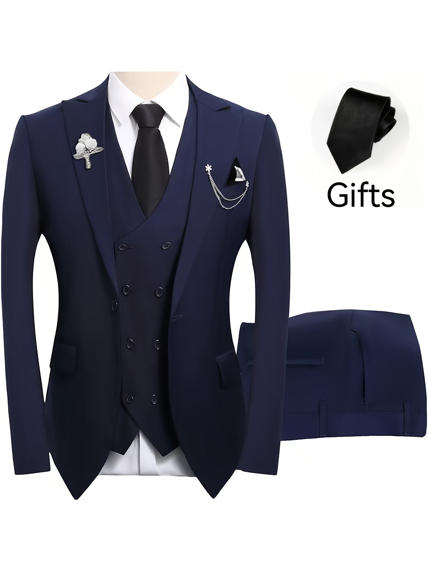 Men's 3-Piece Suit Set (Suit Jacket + Vest + Pants, with a Tie) Slim Fit Tailcoat