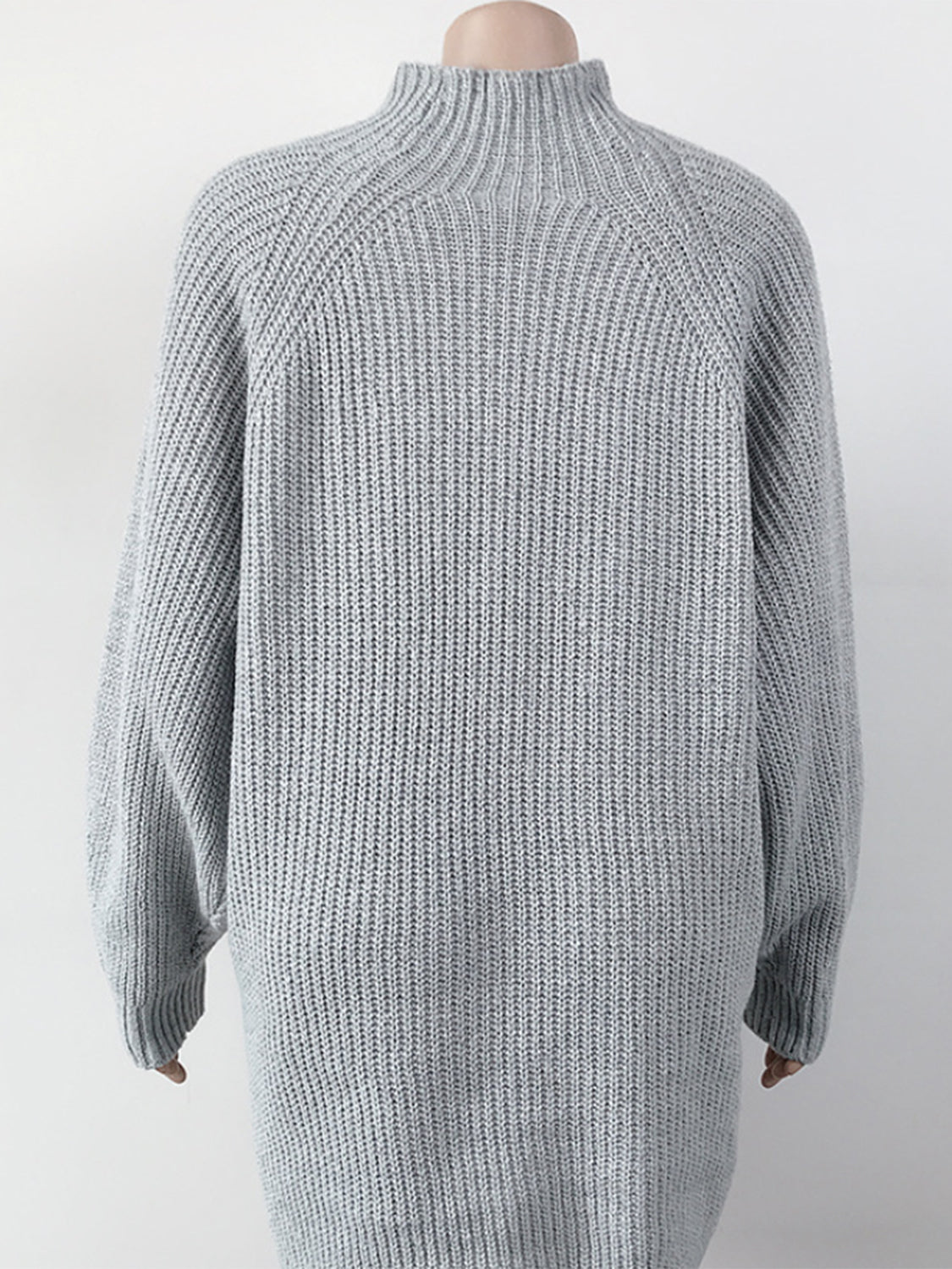 Warm and Fashionable Mock Neck Dropped Shoulder Sweater Dress