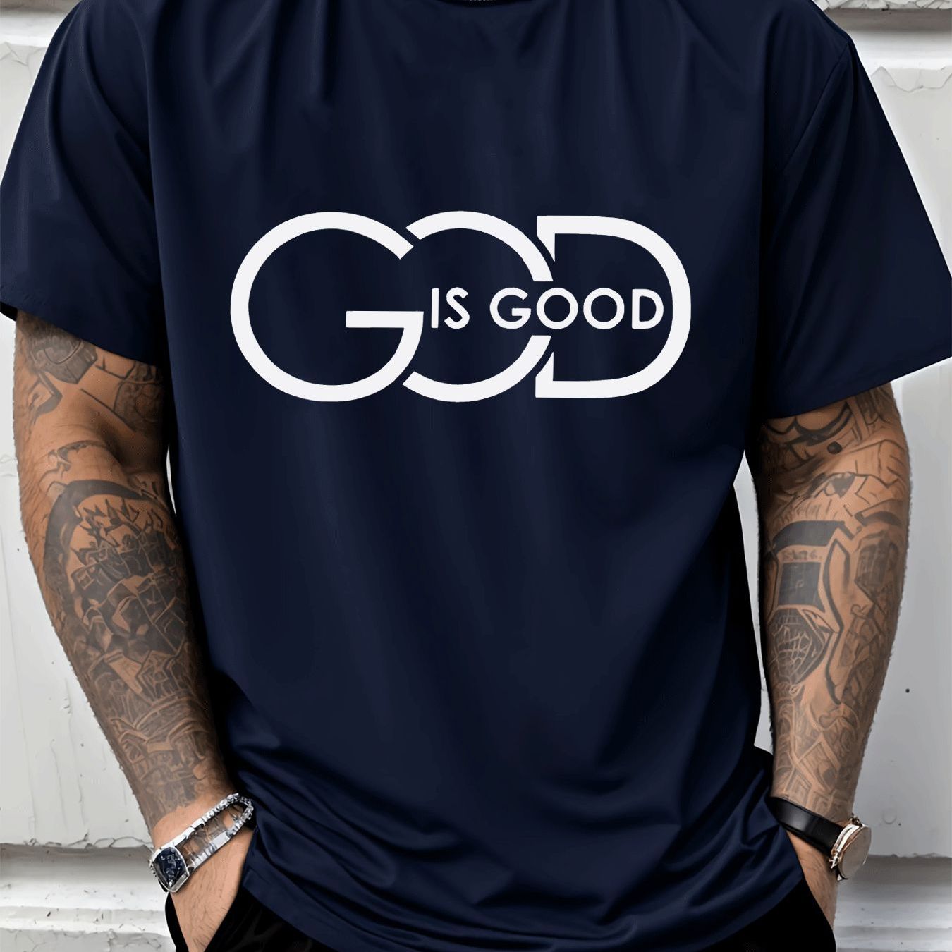 Men's Casual Graphic Tee Featuring a Crew Neck, Perfect for Street Style Fashion