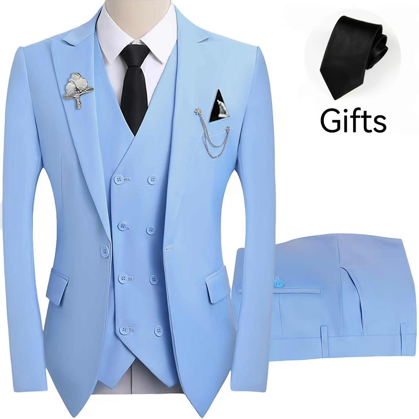 Men's 3-Piece Suit Set (Suit Jacket + Vest + Pants, with a Tie) Slim Fit Tailcoat