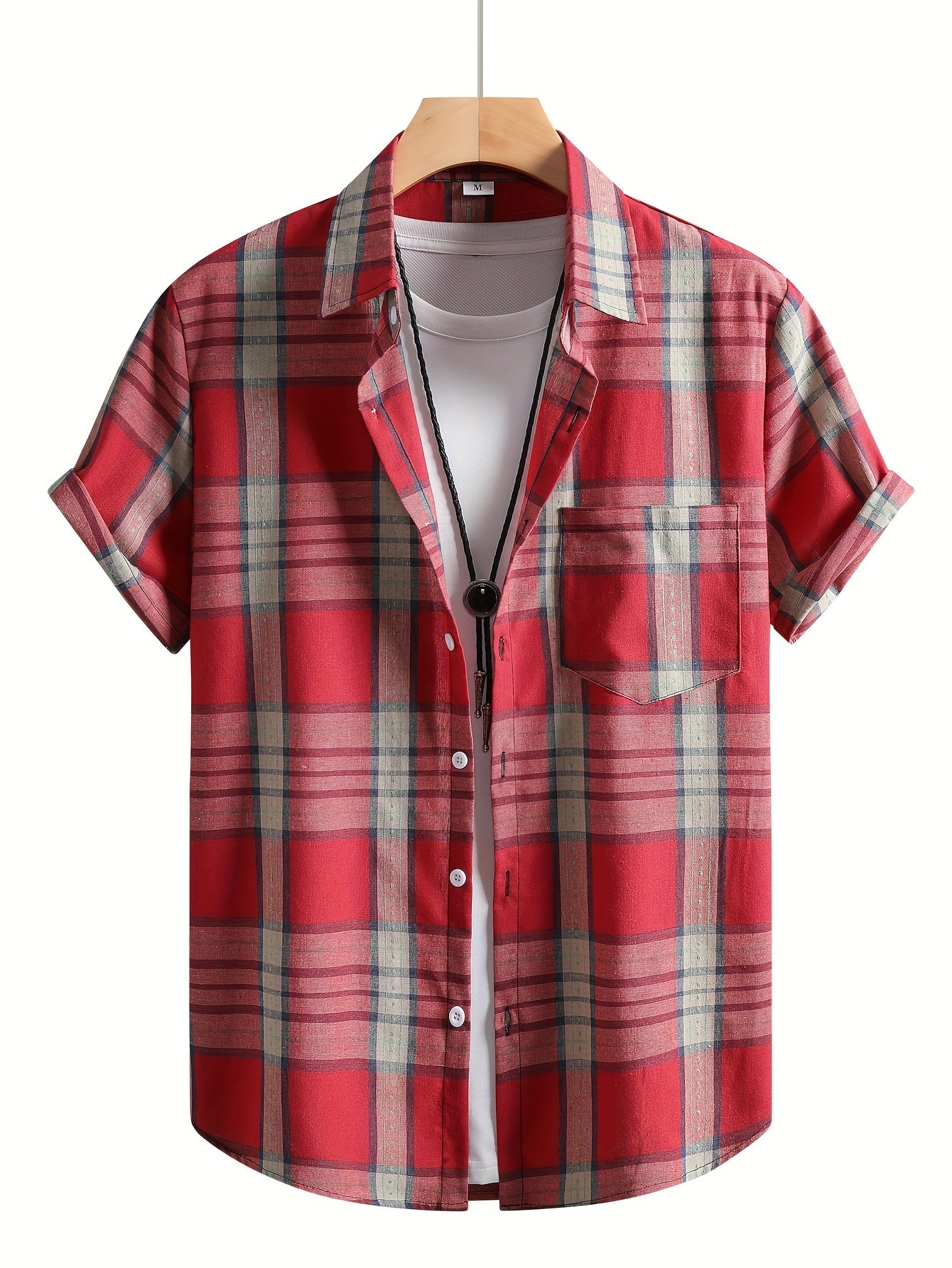 Plaid Casual Turn- Collar Shirt