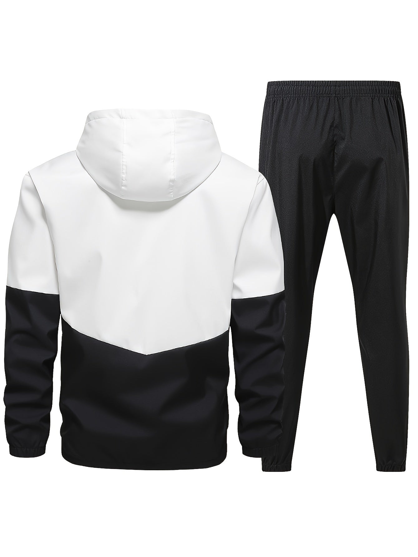 Men's 2-piece Sportswear Set, Hoodie Jacket And Solid Sports Pants