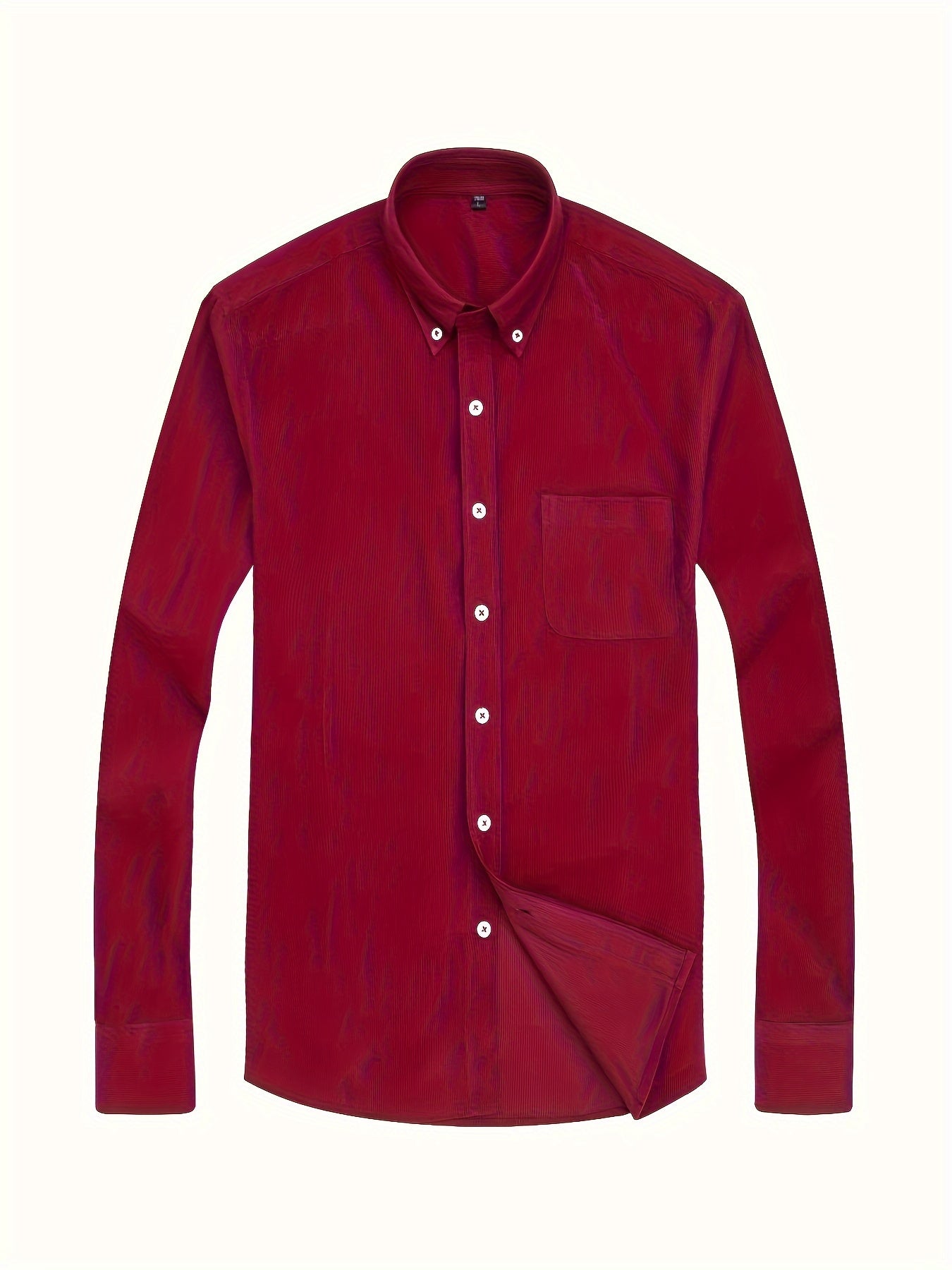 Men's Casual Corduroy Long Sleeve Button Down Lapel Dress Shirt