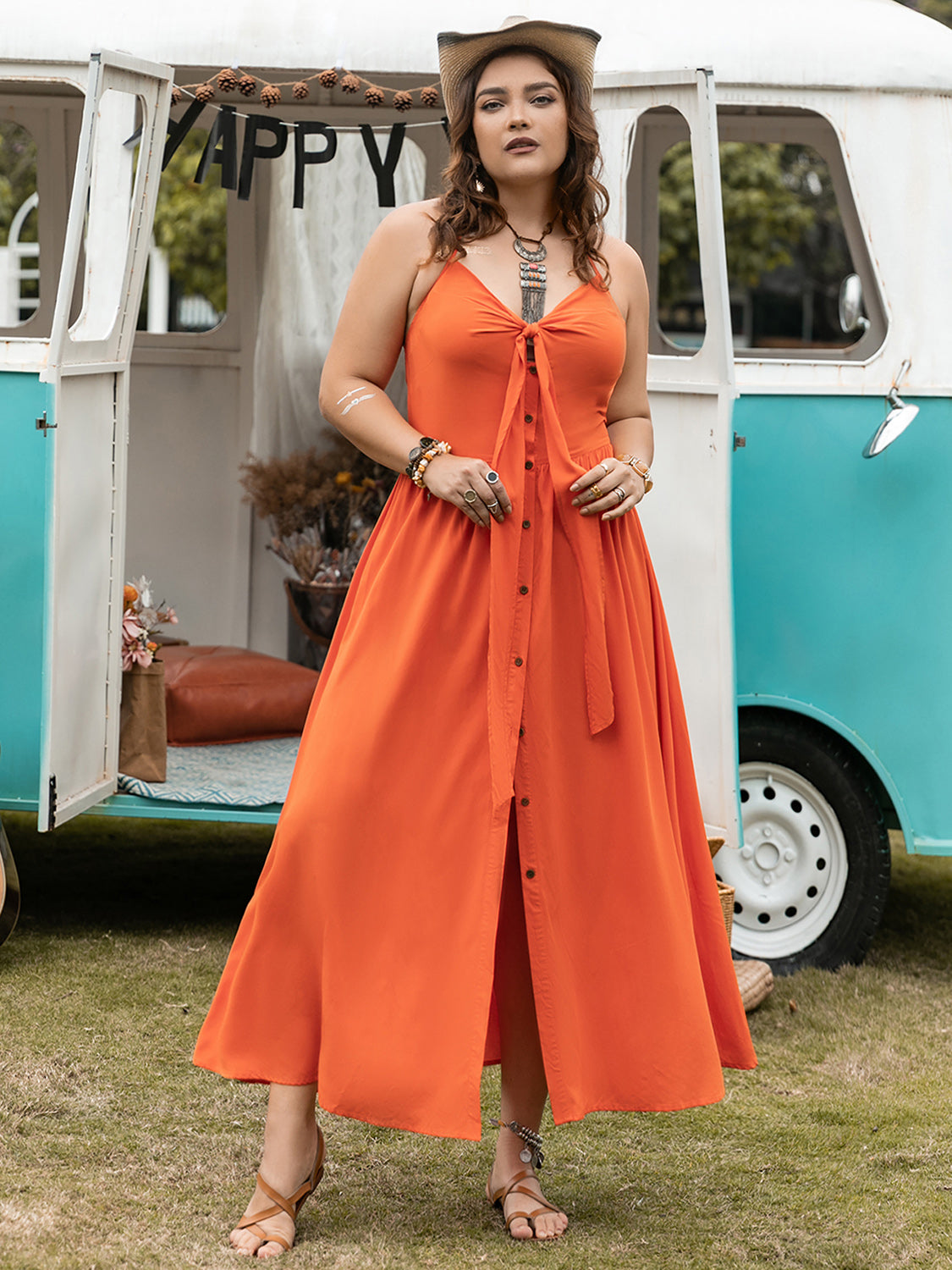 Women Plus Size Modern Halter Neck Casual Midi Dress