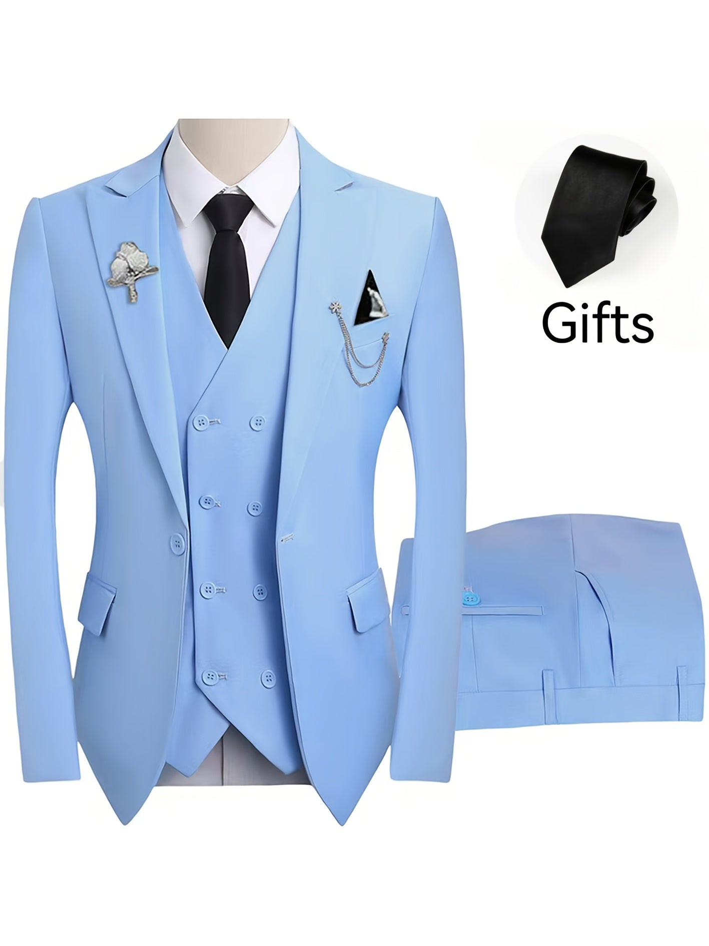 Men's 3-Piece Suit Set (Suit Jacket + Vest + Pants, with a Tie) Slim Fit Tailcoat
