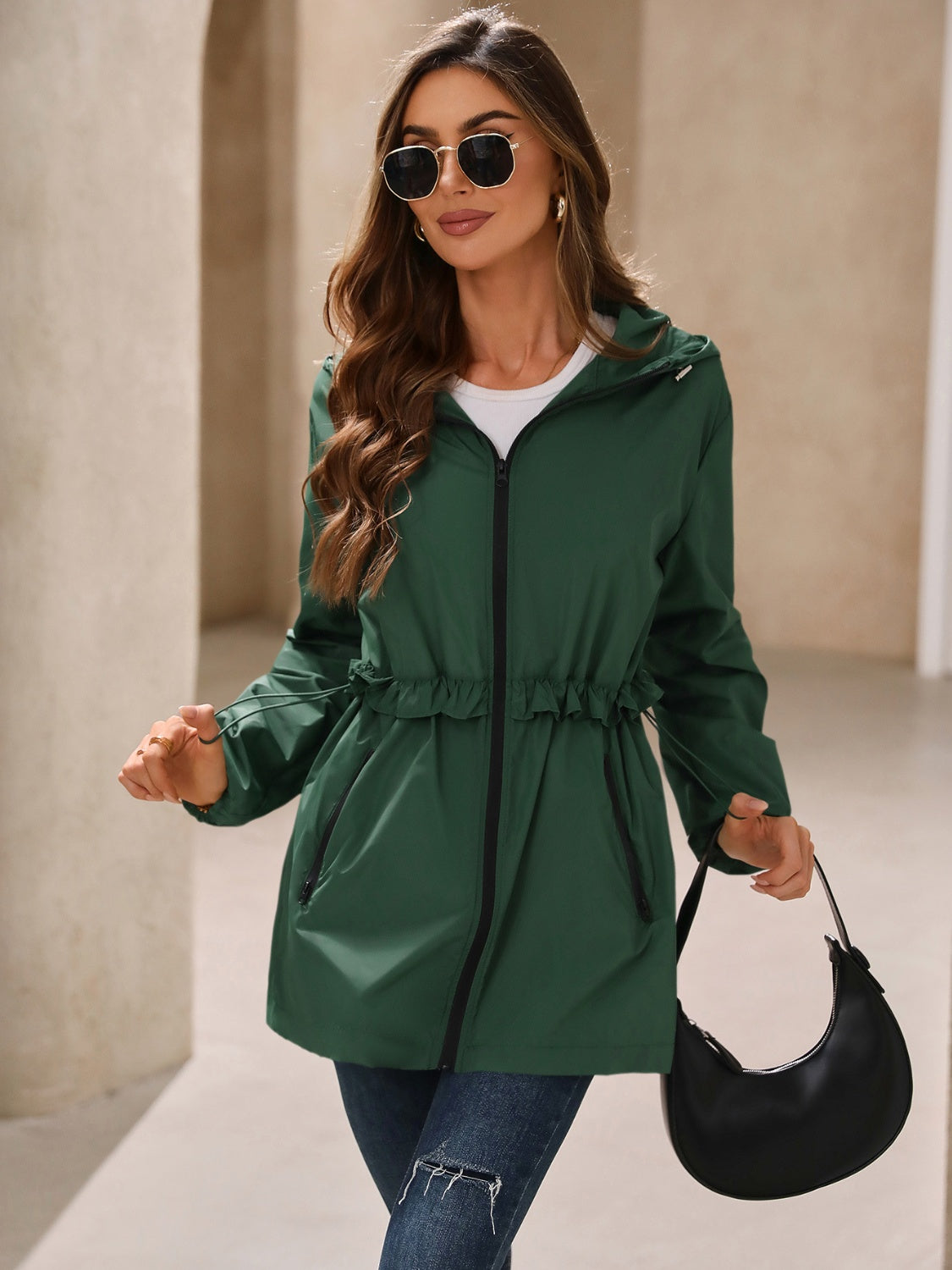 Women's Pullover Outdoor Waterproof Long Sleeve Hooded Windbreaker