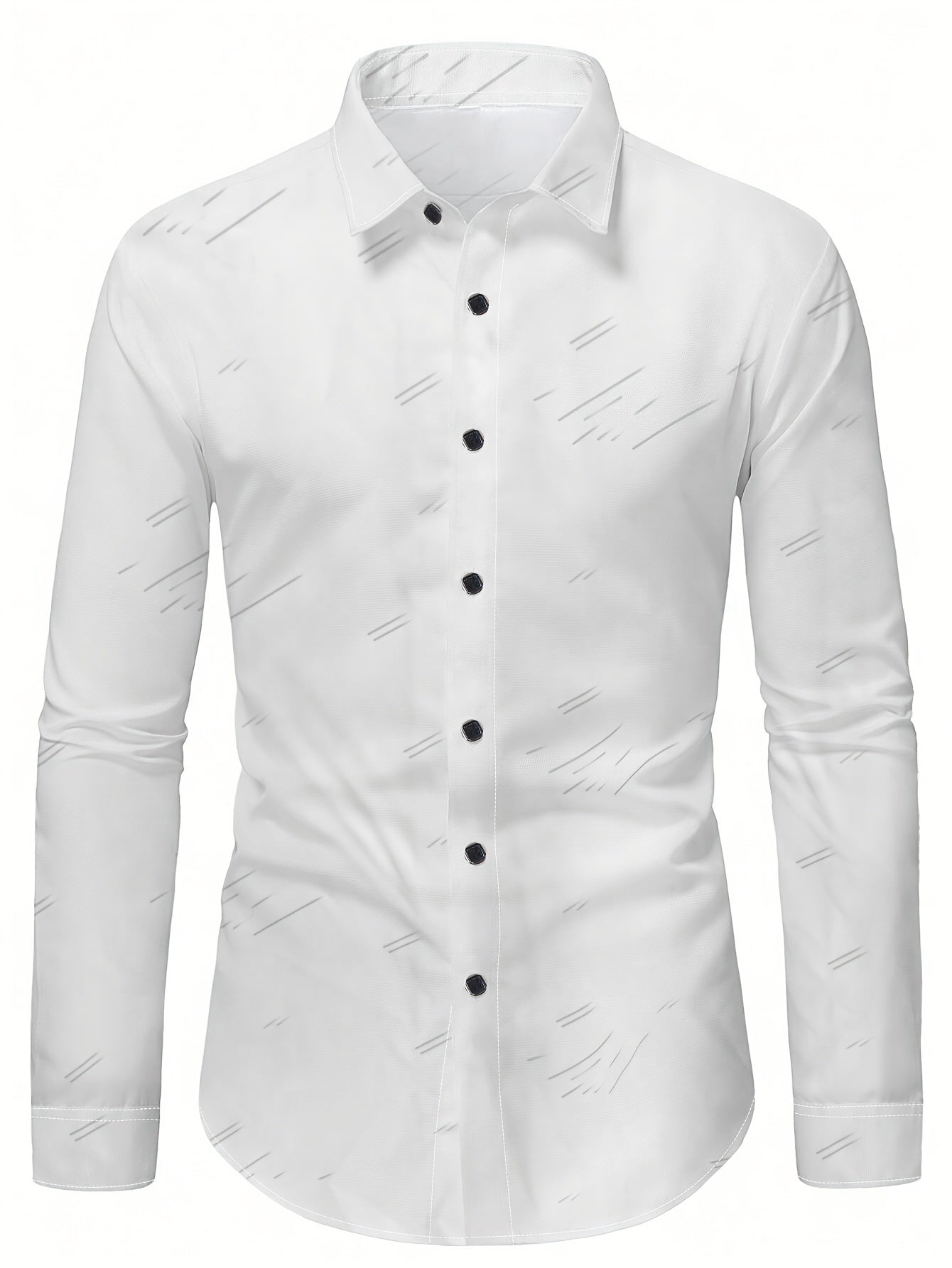 Men's Striped Lapel Collar Long Sleeve, Casual Button-Up Dress Shirts