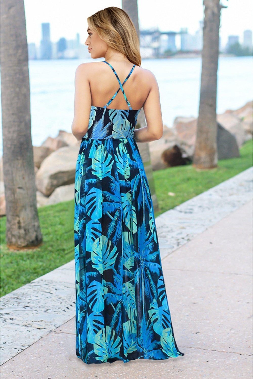 Crisscross Printed Surplice Cami Dress Women's Formal Sleeveless Dress