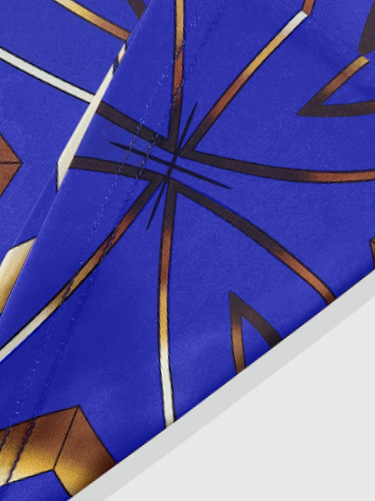 Long Sleeveless Geometric Print Maxi Tank Dress - Bodycon