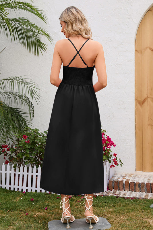 Women Crisscross Smocked Spaghetti Strap Sexy Dress
